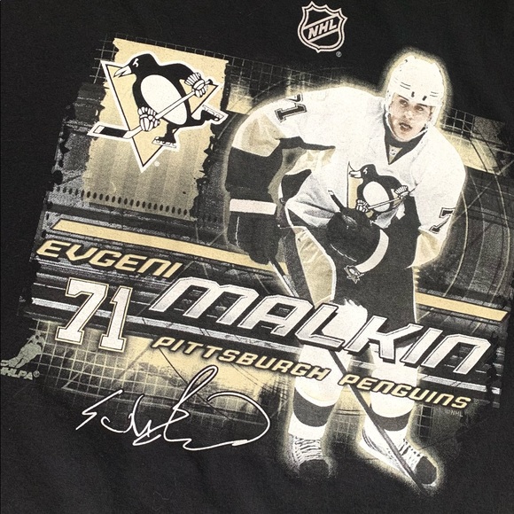 Vintage {NHL} 🏒71 Evgeni Malkin NHL Lg Tee Pittsbu Penguins 🐧 - Picture 2 of 9